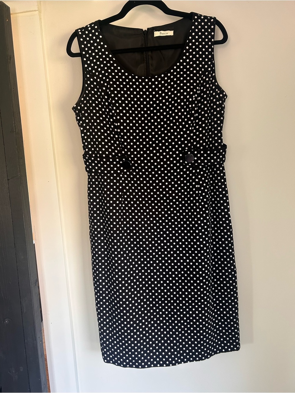 Black Polka Dot Sleeveless Midi Dress